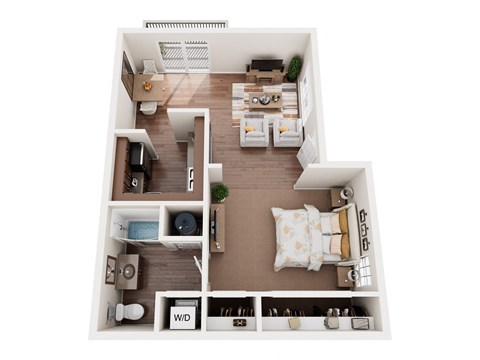 Floor plan for 1 bed, 1 bath, 468 sqft